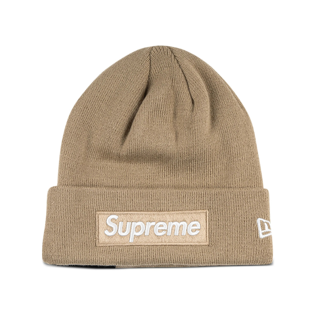 Supreme x New Era Box Logo knitted beanie (TAN)