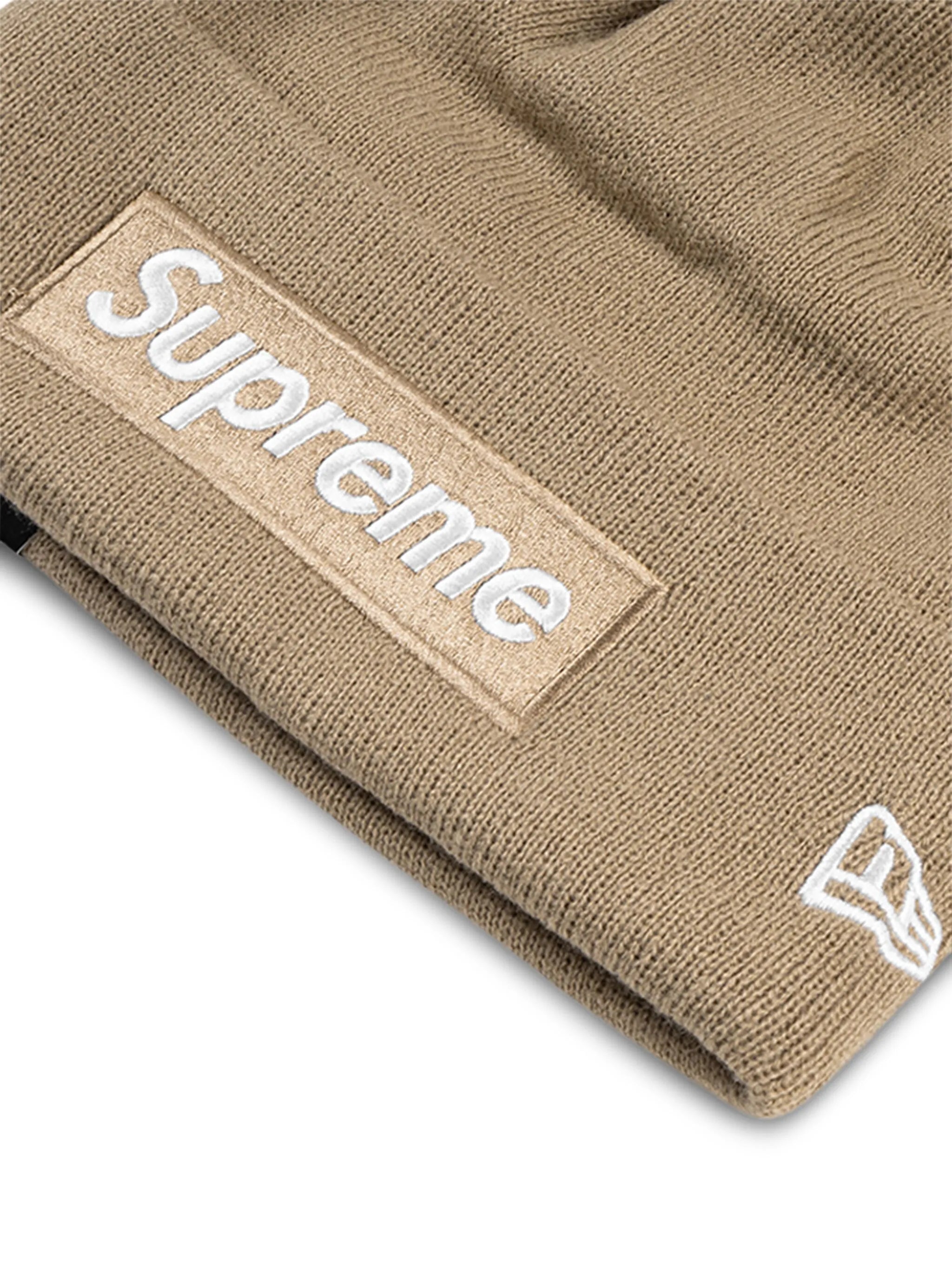Supreme x New Era Box Logo knitted beanie (TAN)
