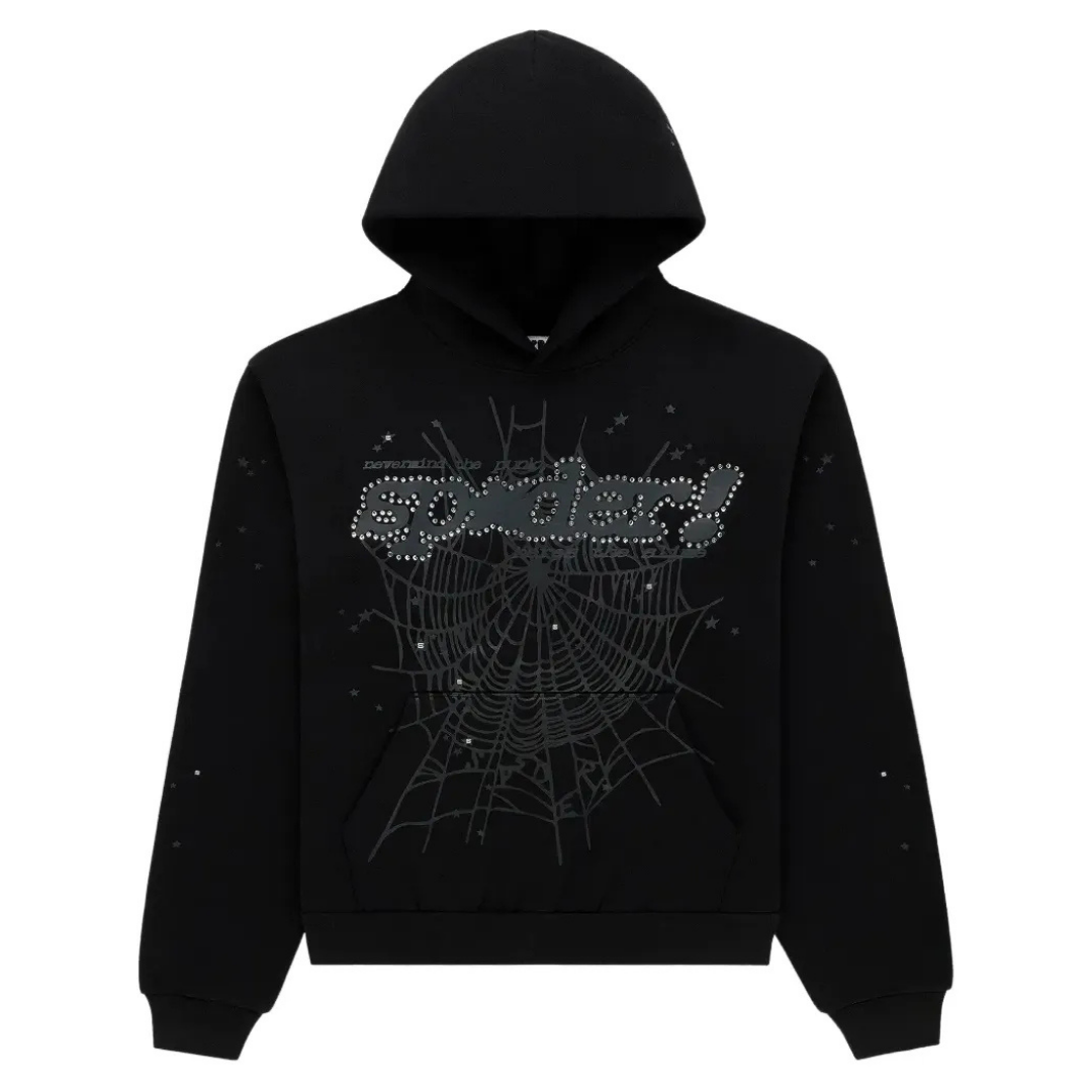 SP5DER Rhinestone Punk V2 long-sleeve hoodie