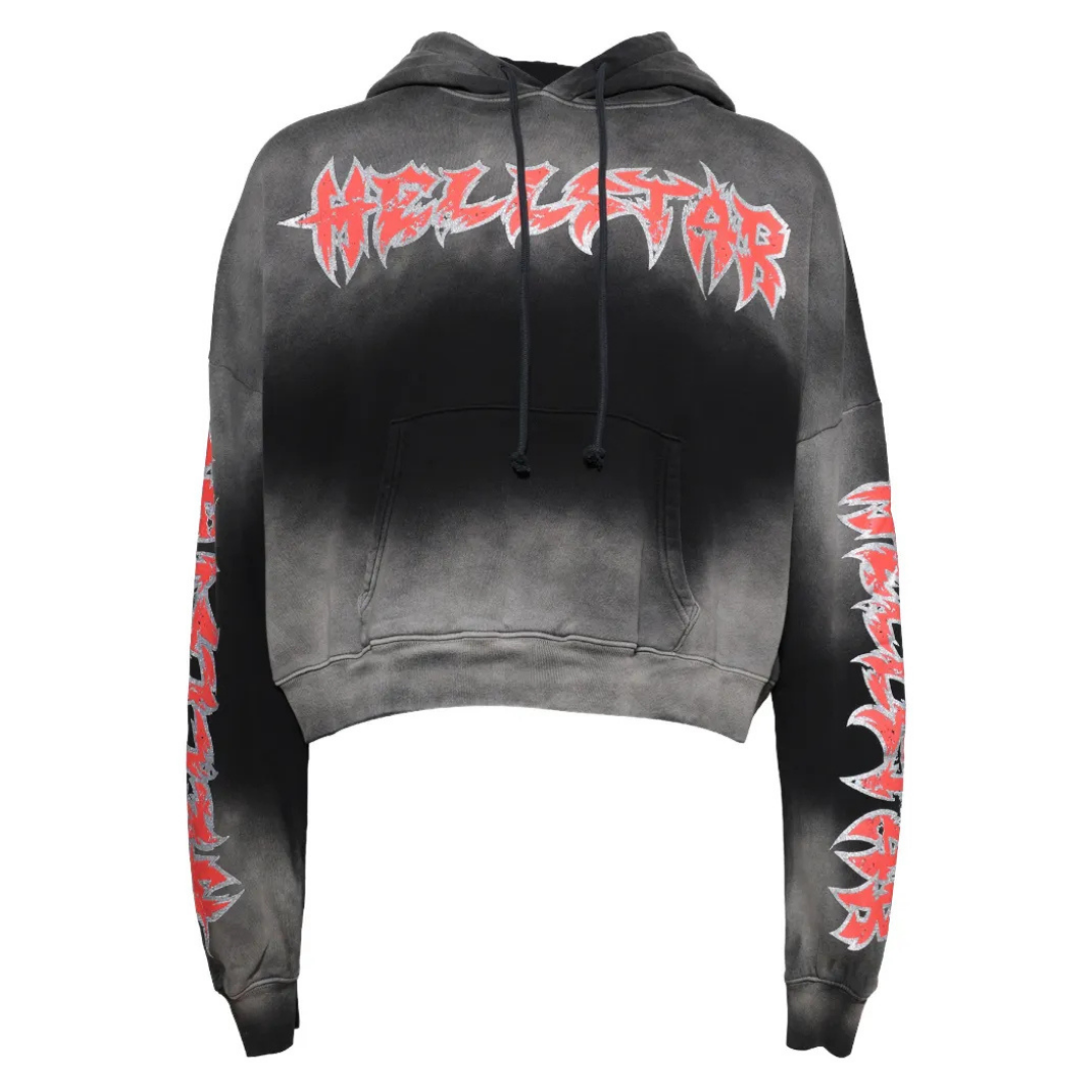 HELLSTAR Stars Shine graffiti-print cropped hoodie
